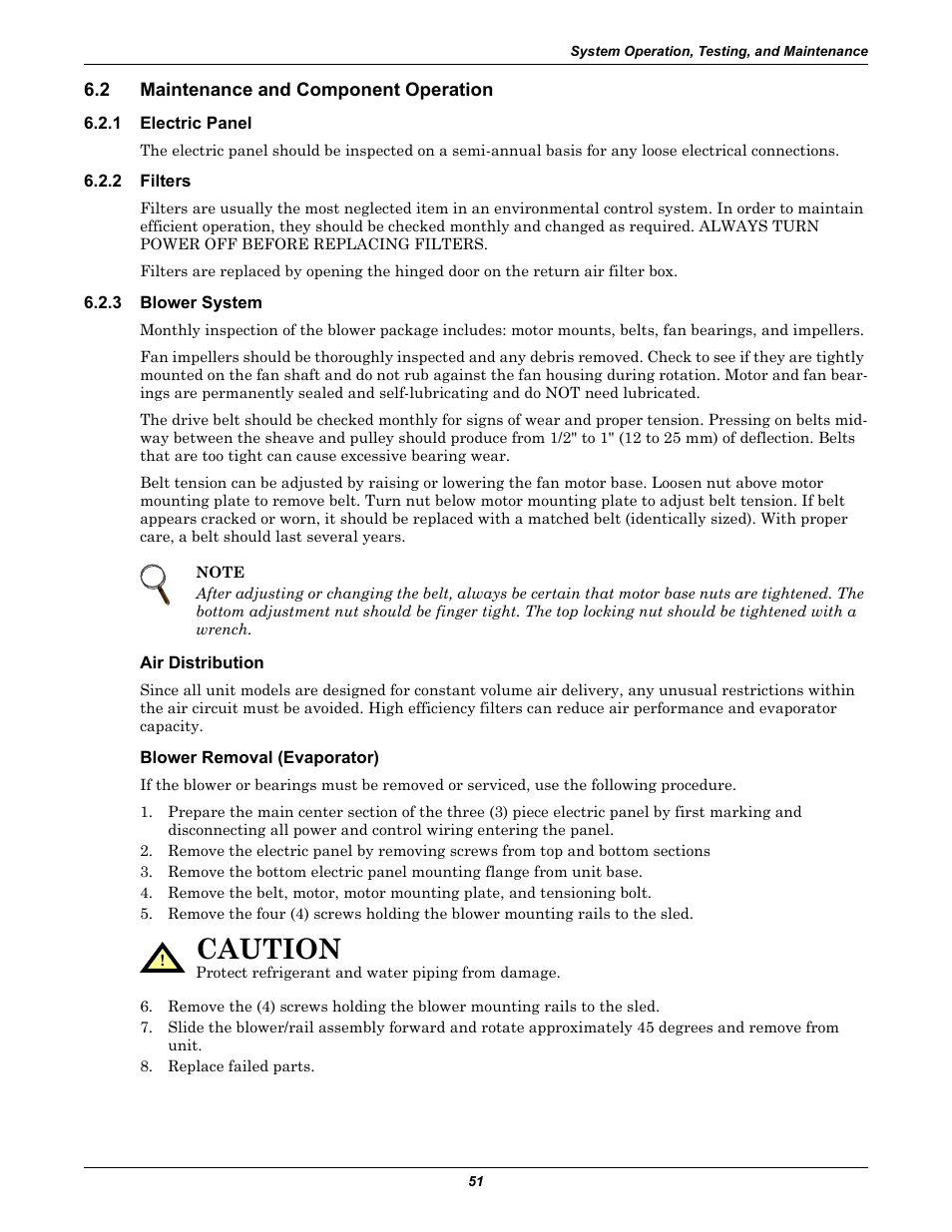 2 maintenance and component operation, 1 electric panel, 2 filters | 3 blower system, Air distribution, Blower removal (evaporator), Maintenance and component operation, Electric panel, Filters, Blower system | Liebert 50 & 60Hz User Manual | Page 59 / 72