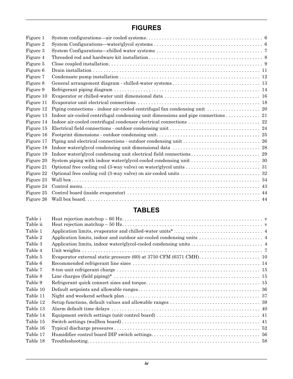 Figures, Tables | Liebert 50 & 60Hz User Manual | Page 6 / 72