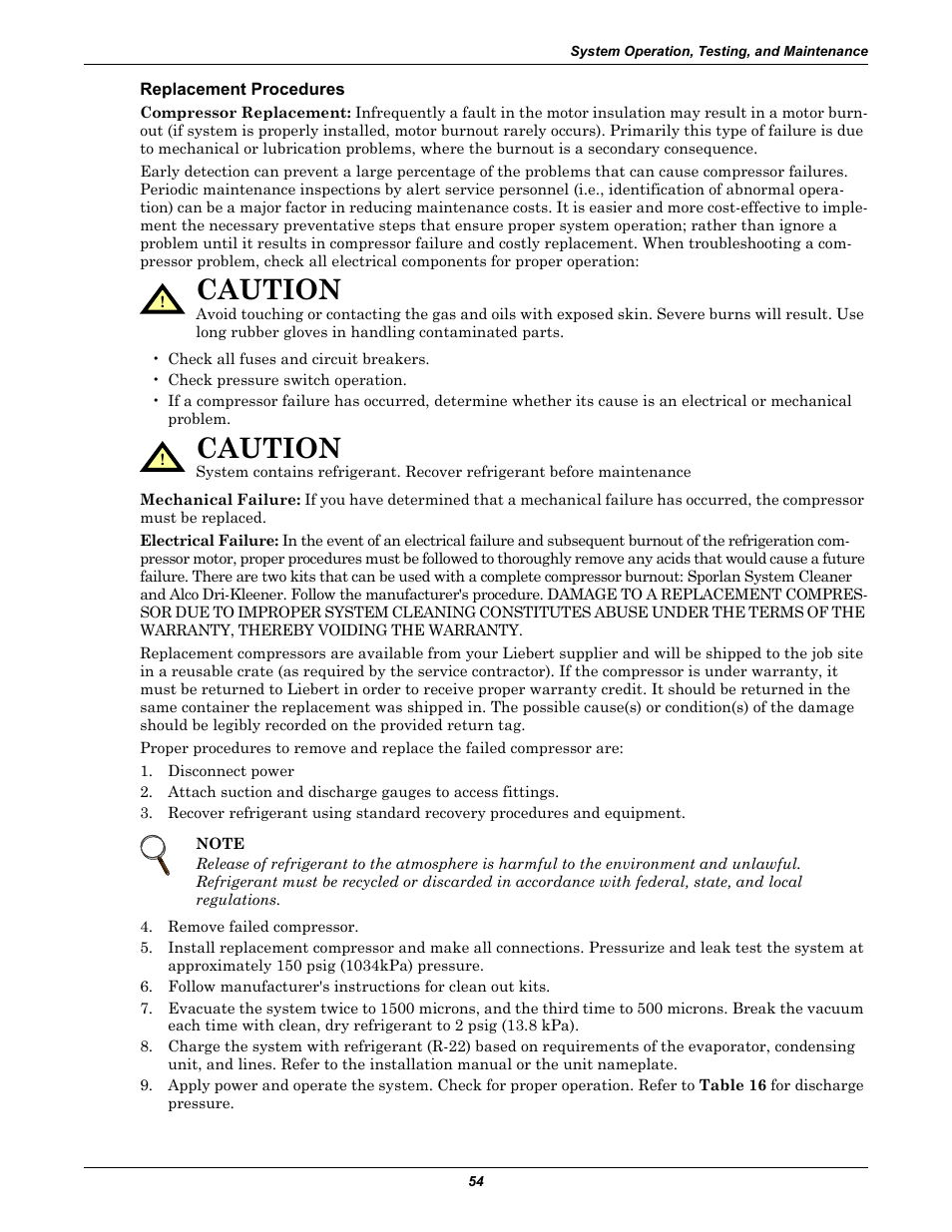 Replacement procedures, Caution | Liebert 50 & 60Hz User Manual | Page 62 / 72