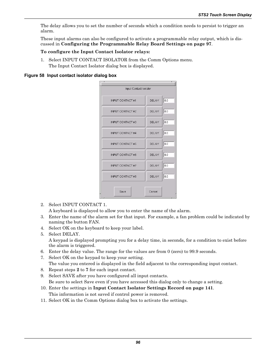 Figure 58 input contact isolator dialog box | Liebert POWER PROTECTION STATIC TRANSFER SWITCH User Manual | Page 104 / 152