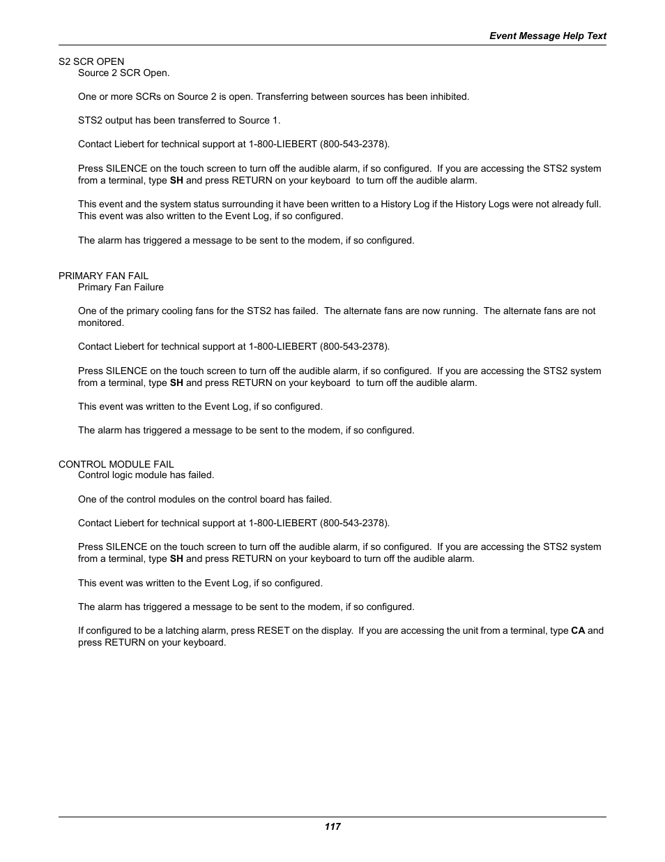Liebert POWER PROTECTION STATIC TRANSFER SWITCH User Manual | Page 125 / 152