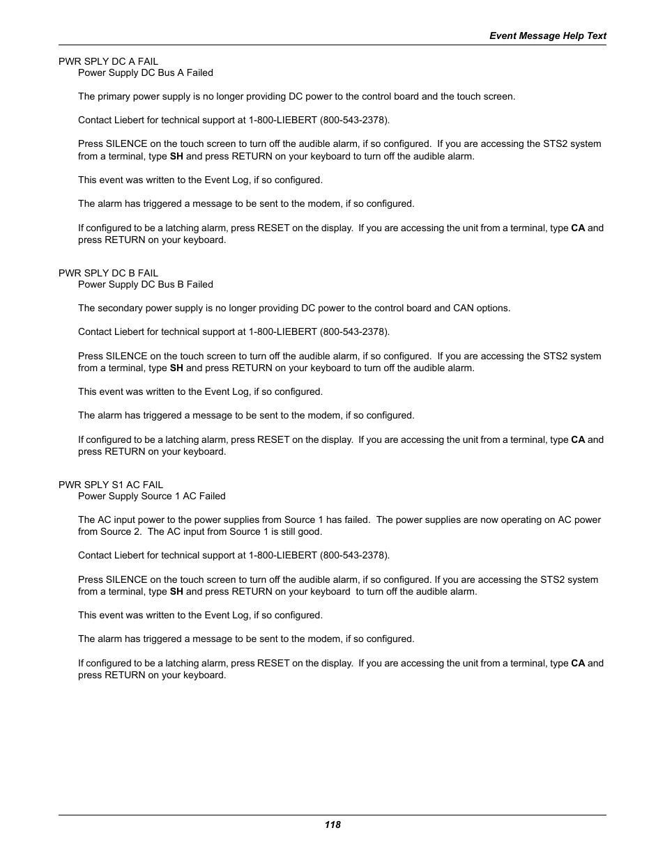 Liebert POWER PROTECTION STATIC TRANSFER SWITCH User Manual | Page 126 / 152