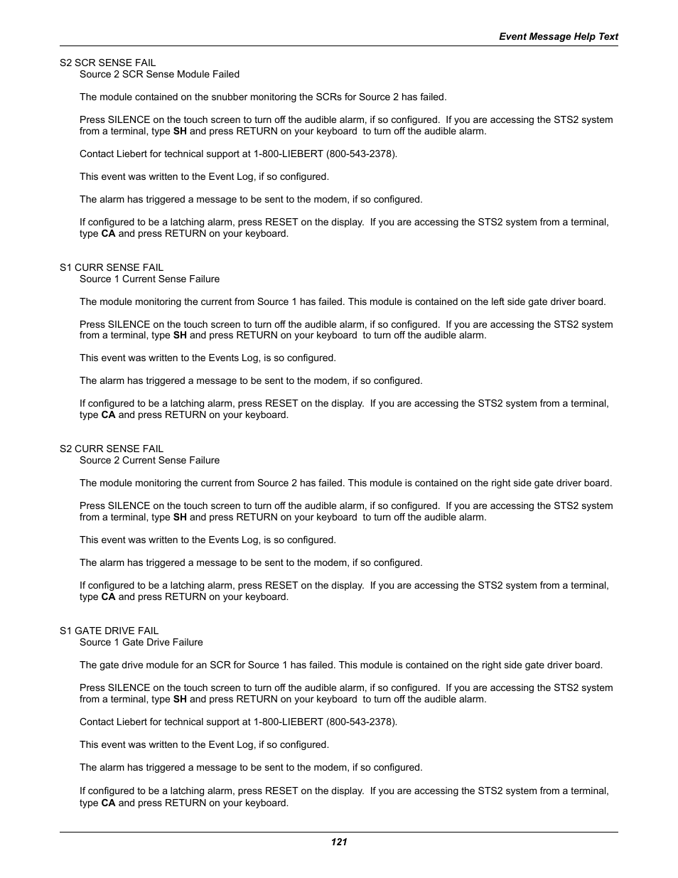 Liebert POWER PROTECTION STATIC TRANSFER SWITCH User Manual | Page 129 / 152