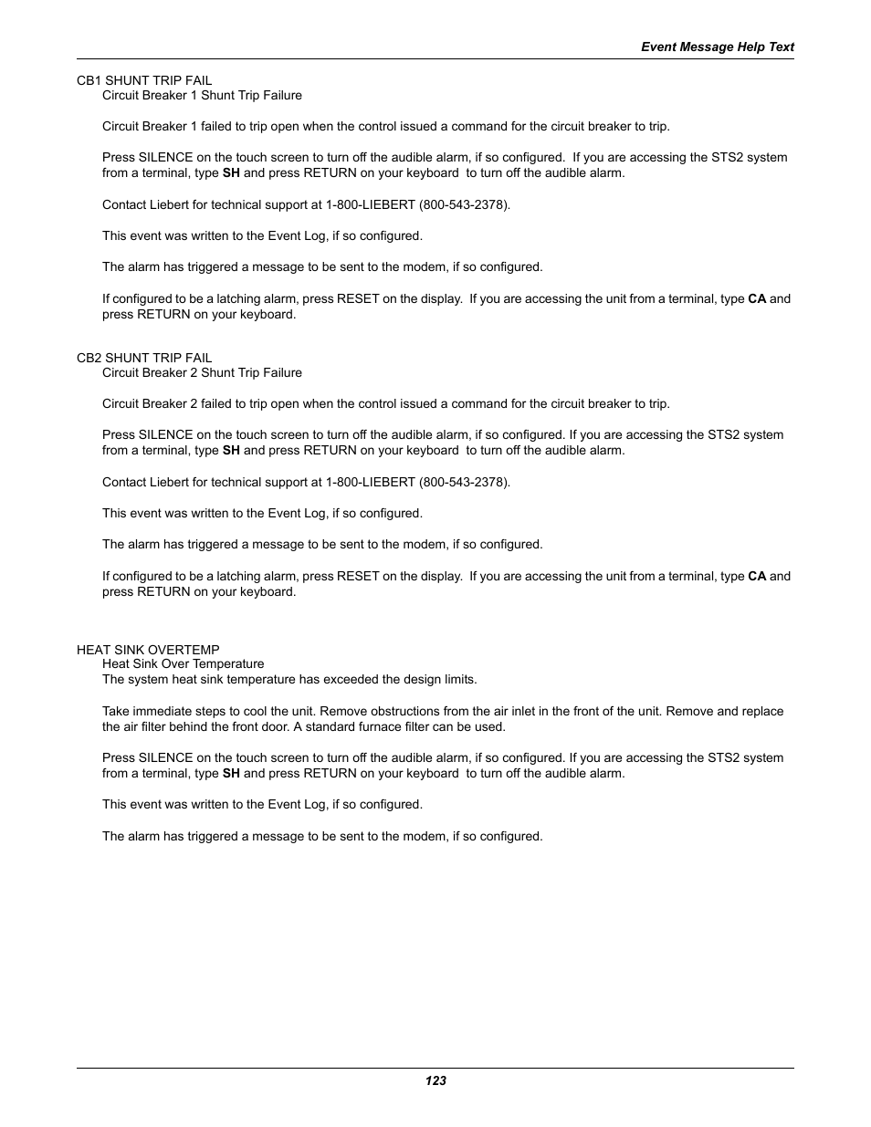 Liebert POWER PROTECTION STATIC TRANSFER SWITCH User Manual | Page 131 / 152