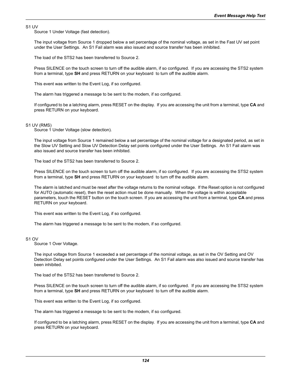 Liebert POWER PROTECTION STATIC TRANSFER SWITCH User Manual | Page 132 / 152