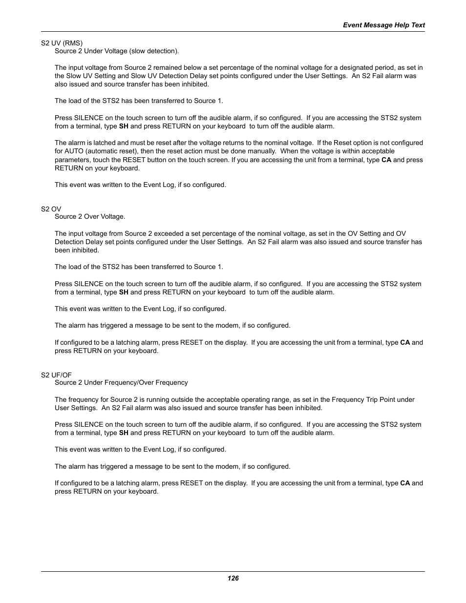 Liebert POWER PROTECTION STATIC TRANSFER SWITCH User Manual | Page 134 / 152
