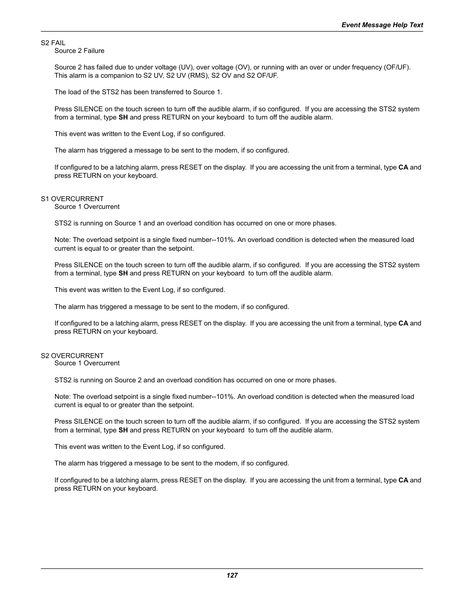 Liebert POWER PROTECTION STATIC TRANSFER SWITCH User Manual | Page 135 / 152