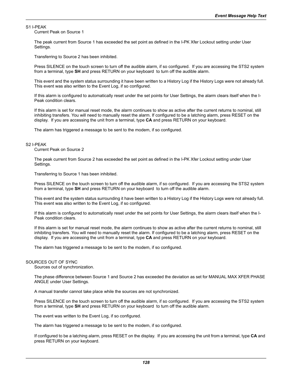 Liebert POWER PROTECTION STATIC TRANSFER SWITCH User Manual | Page 136 / 152