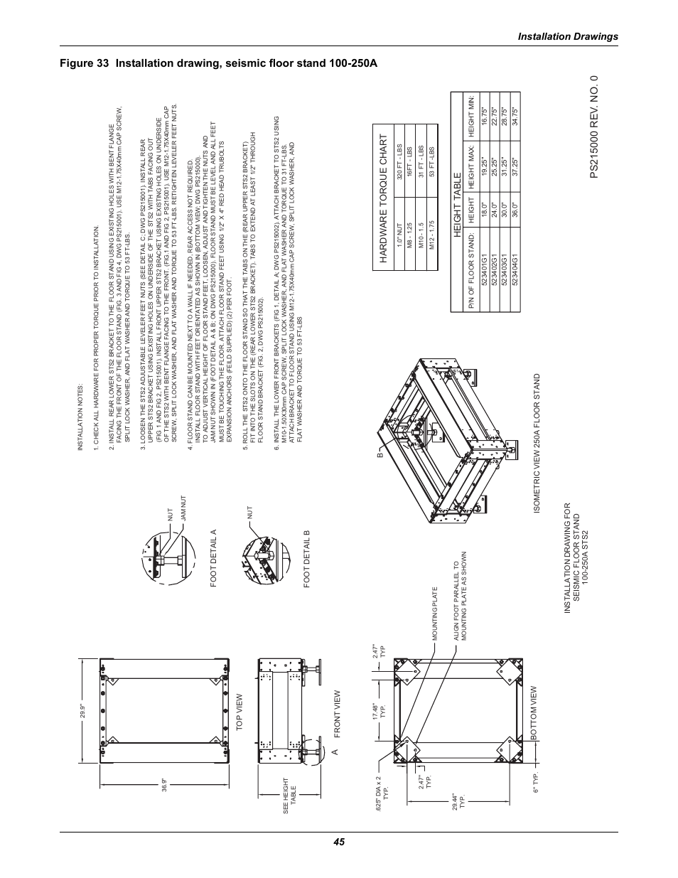 Figures 33, Installation drawings 45 | Liebert POWER PROTECTION STATIC TRANSFER SWITCH User Manual | Page 53 / 152