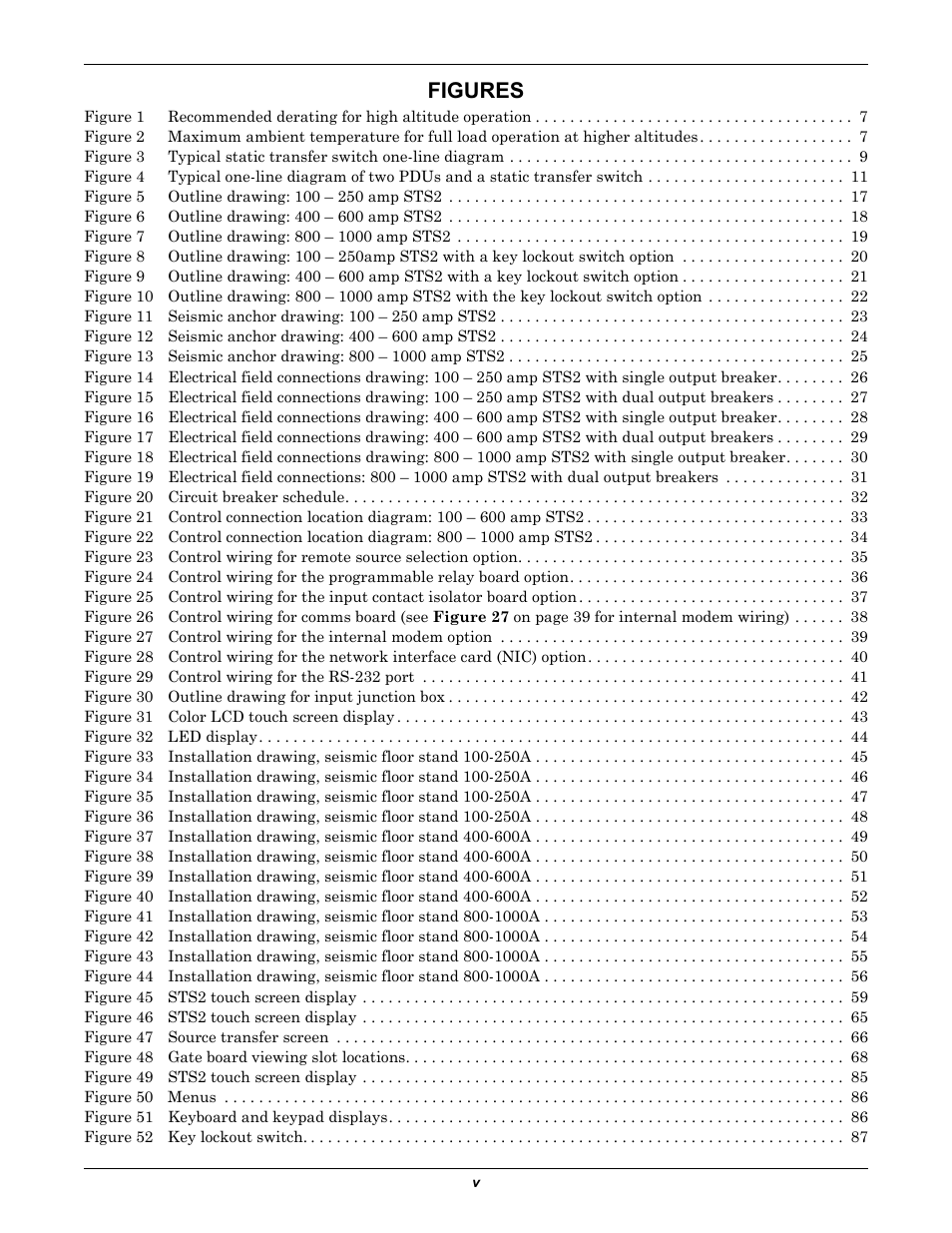 Figures | Liebert POWER PROTECTION STATIC TRANSFER SWITCH User Manual | Page 7 / 152