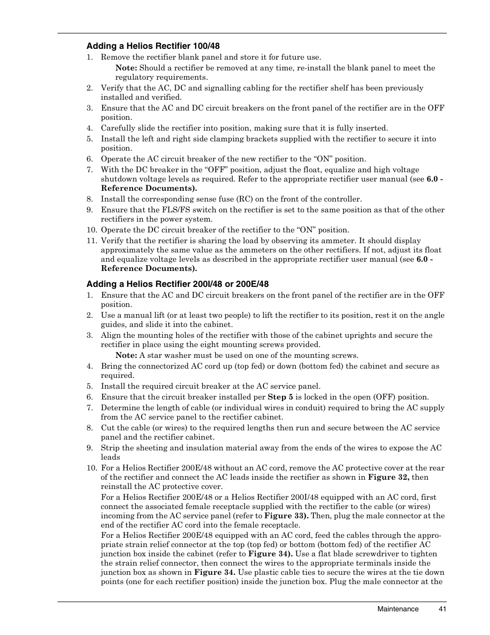 Adding a helios rectifier 100/48, Adding a helios rectifier 200i/48 or 200e/48 | Liebert 1500 User Manual | Page 47 / 59