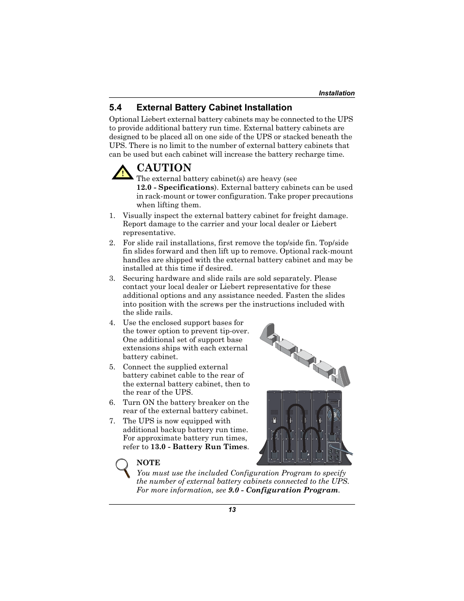 4 external battery cabinet installation, External battery cabinet installation, Caution | Liebert 230V User Manual | Page 17 / 40