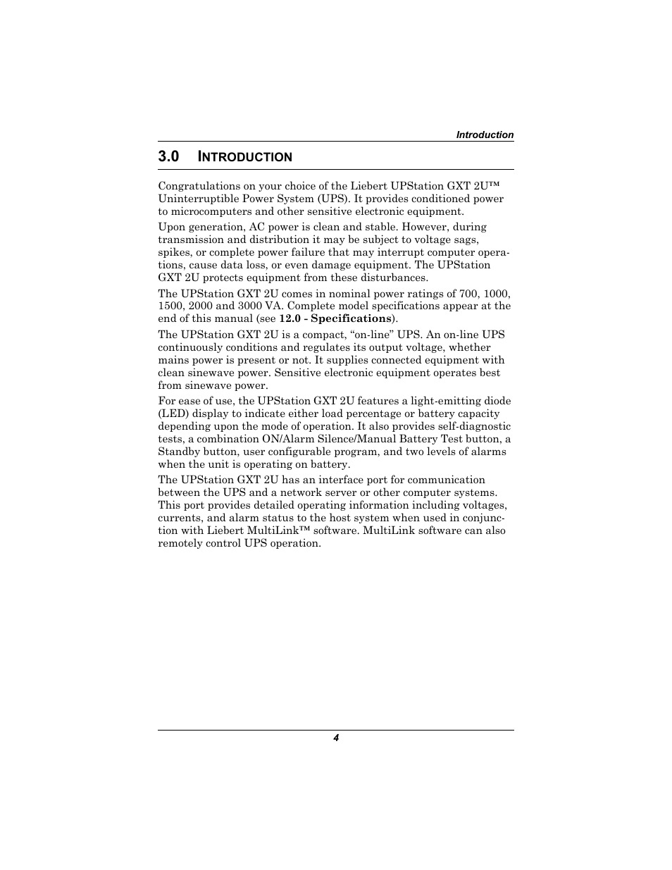 0 introduction, Ntroduction | Liebert 230V User Manual | Page 8 / 40
