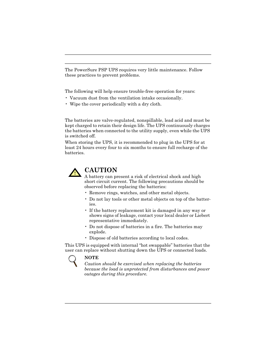 Caution | Liebert PSP User Manual | Page 22 / 32