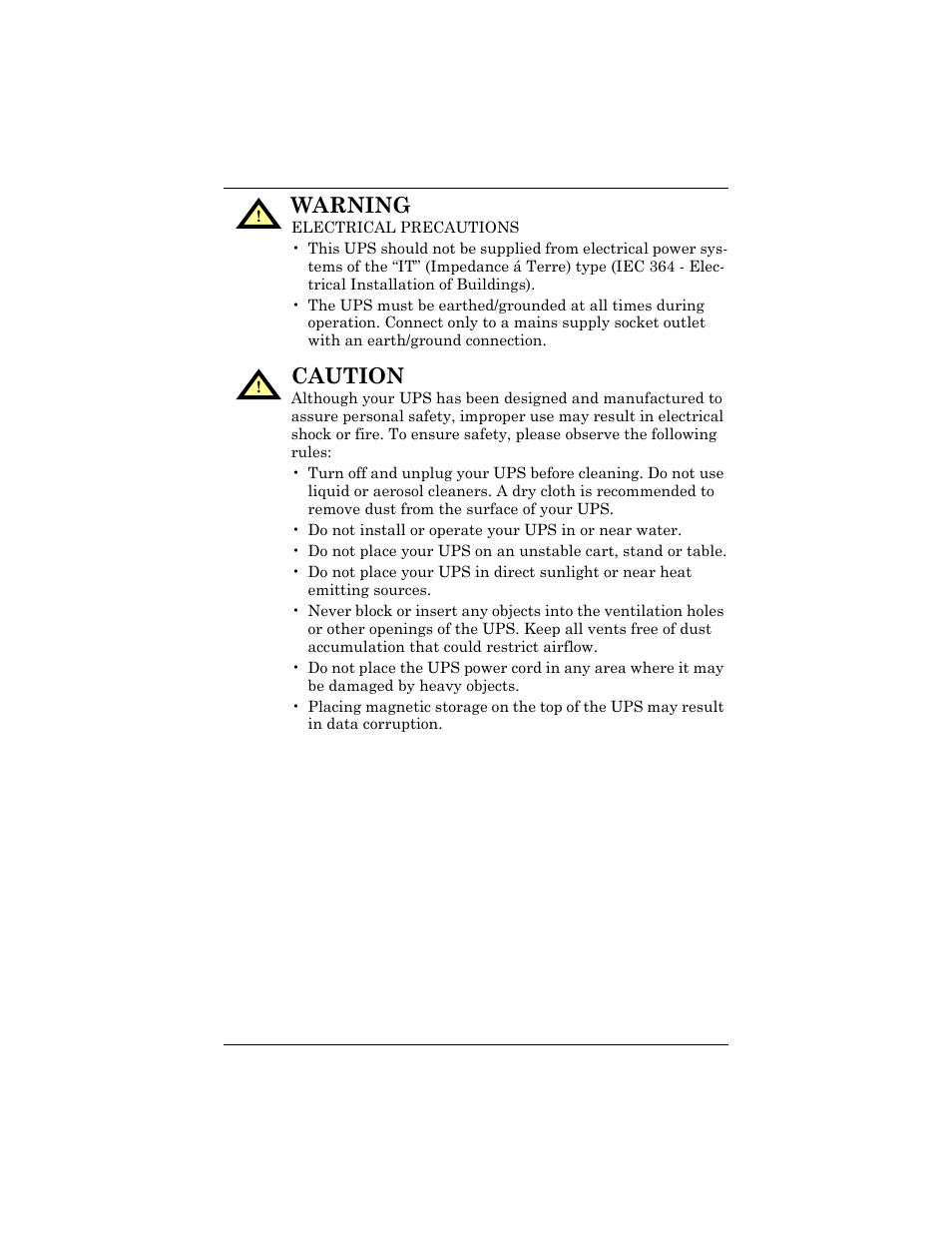 Warning, Caution | Liebert PSP User Manual | Page 6 / 32