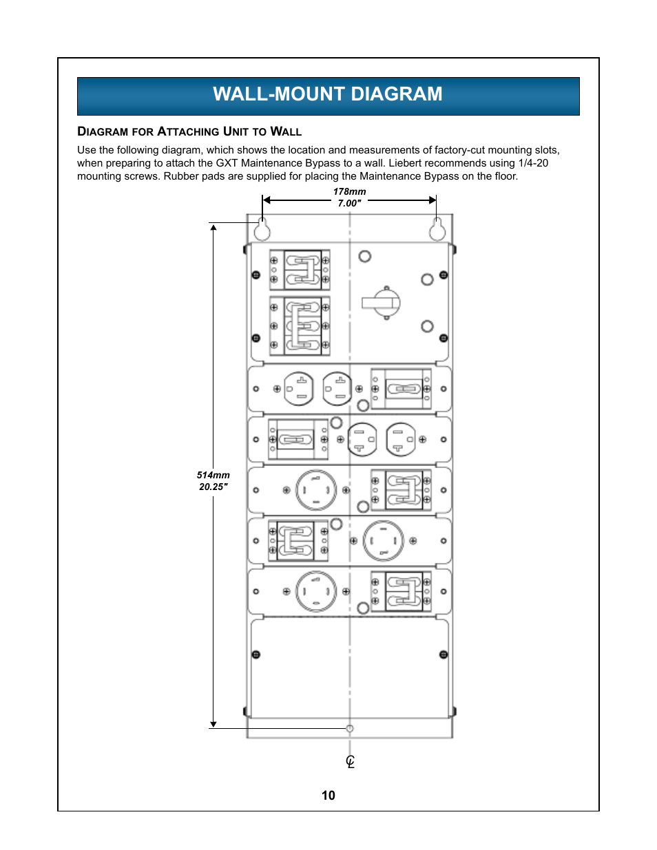 Wall-mount diagram, Diagram for attaching unit to wall, Ount | Iagram, Ttaching | Liebert UPStation GXT User Manual | Page 14 / 20