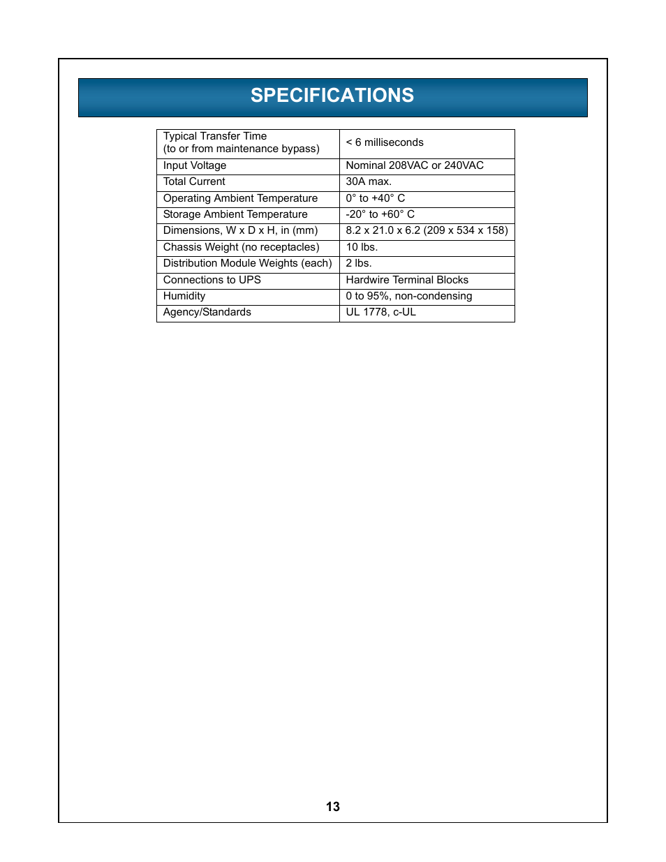 Specifications, Pecifications | Liebert UPStation GXT User Manual | Page 17 / 20