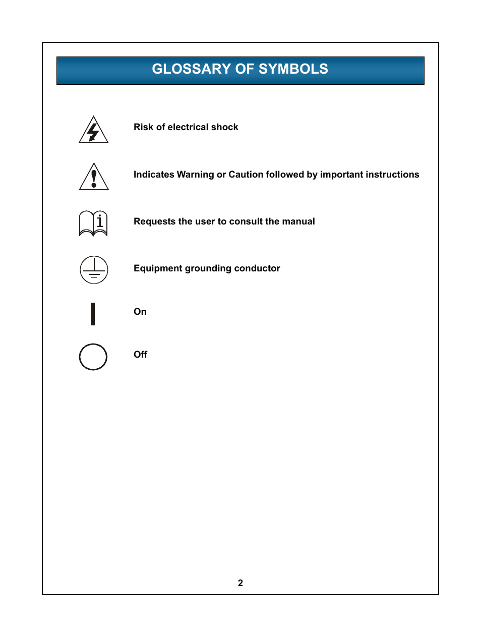 Glossary of symbols, Lossary, Ymbols | Liebert UPStation GXT User Manual | Page 6 / 20