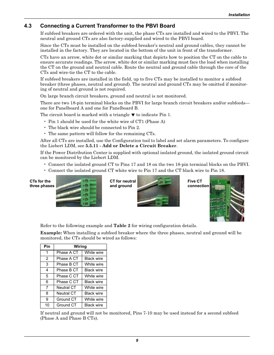 Connecting a current transformer to the pbvi board | Liebert Distribution Monitoring LDM User Manual | Page 13 / 40