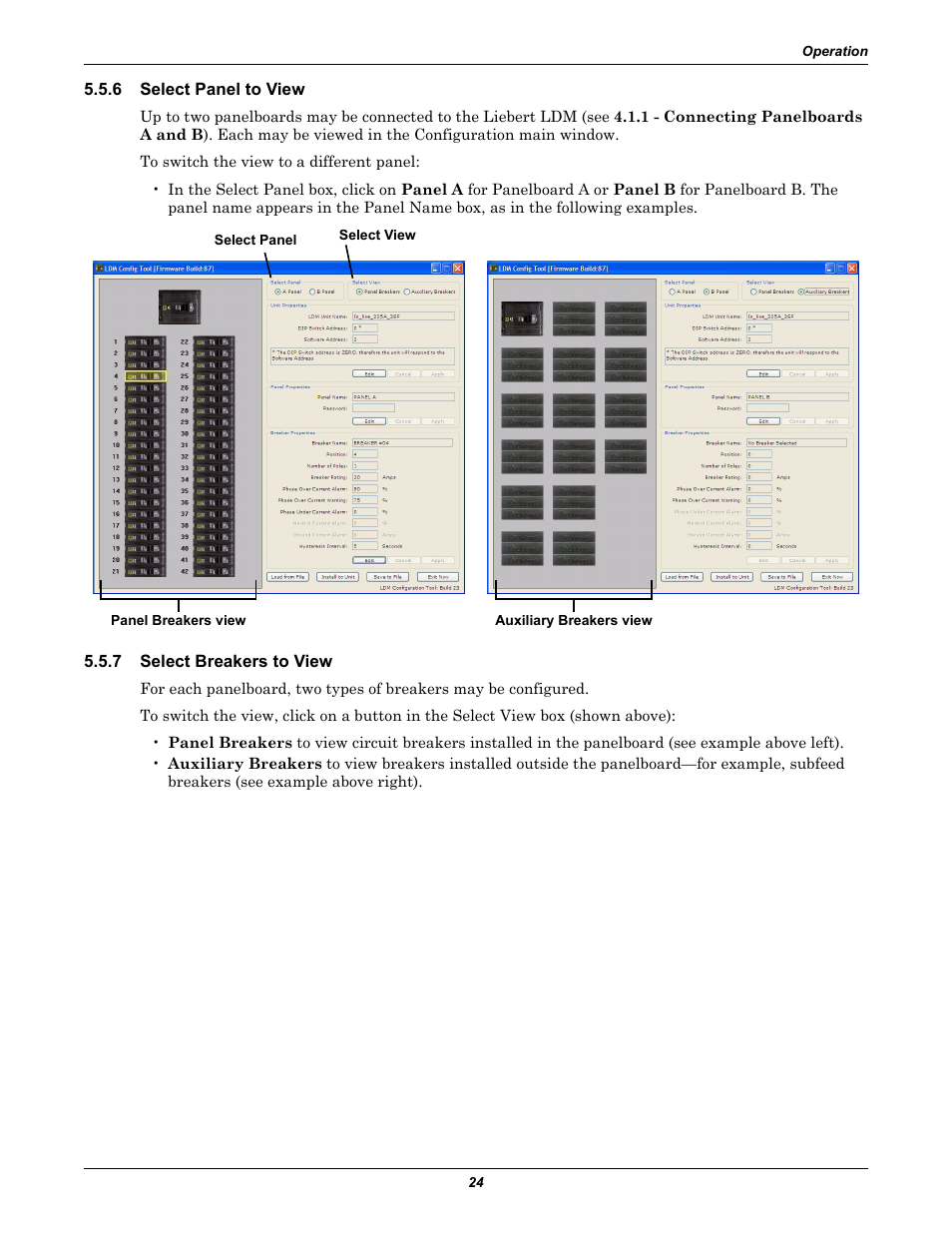 6 select panel to view, 7 select breakers to view, Select panel to view | Select breakers to view, 6 - select panel to view, 7 - select breakers to view | Liebert Distribution Monitoring LDM User Manual | Page 28 / 40