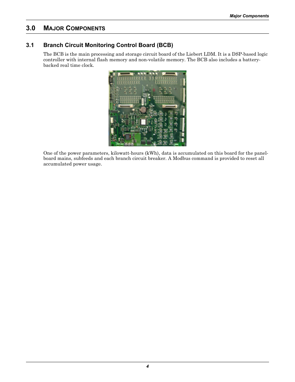 0 major components, 1 branch circuit monitoring control board (bcb), Ajor | Omponents, Branch circuit monitoring control board (bcb) | Liebert Distribution Monitoring LDM User Manual | Page 8 / 40