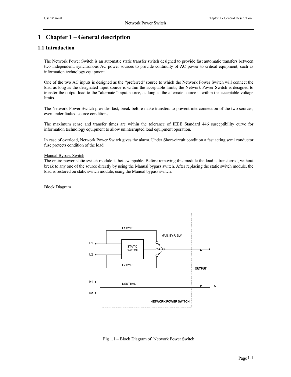 1 chapter 1 – general description, 1 introduction | Liebert 110V User Manual | Page 11 / 31