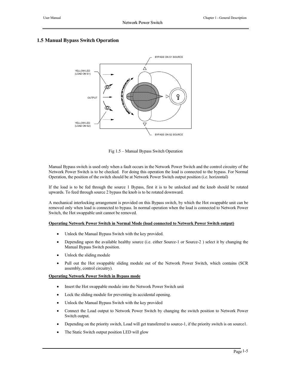 5 manual bypass switch operation | Liebert 110V User Manual | Page 15 / 31