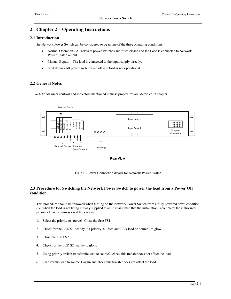 2 chapter 2 – operating instructions, 1 introduction | Liebert 110V User Manual | Page 17 / 31
