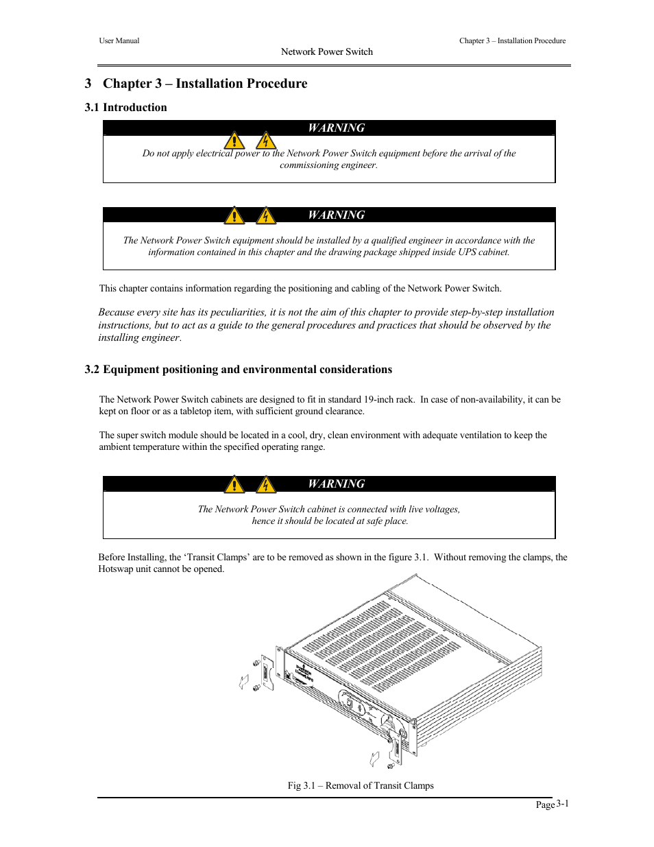 3 chapter 3 – installation procedure | Liebert 110V User Manual | Page 19 / 31