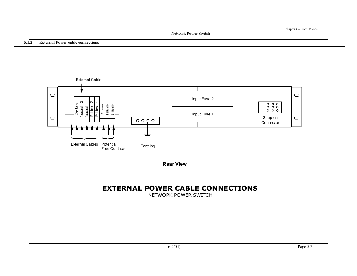 External power cable connections, Rear view, Network power switch | Liebert 110V User Manual | Page 29 / 31