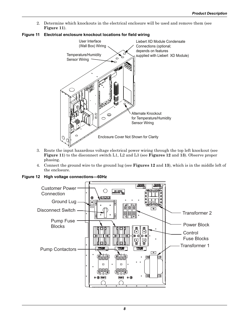 Figure 12 high voltage connections—60hz | Liebert Refrigerant Distribution Unit XDP User Manual | Page 14 / 40