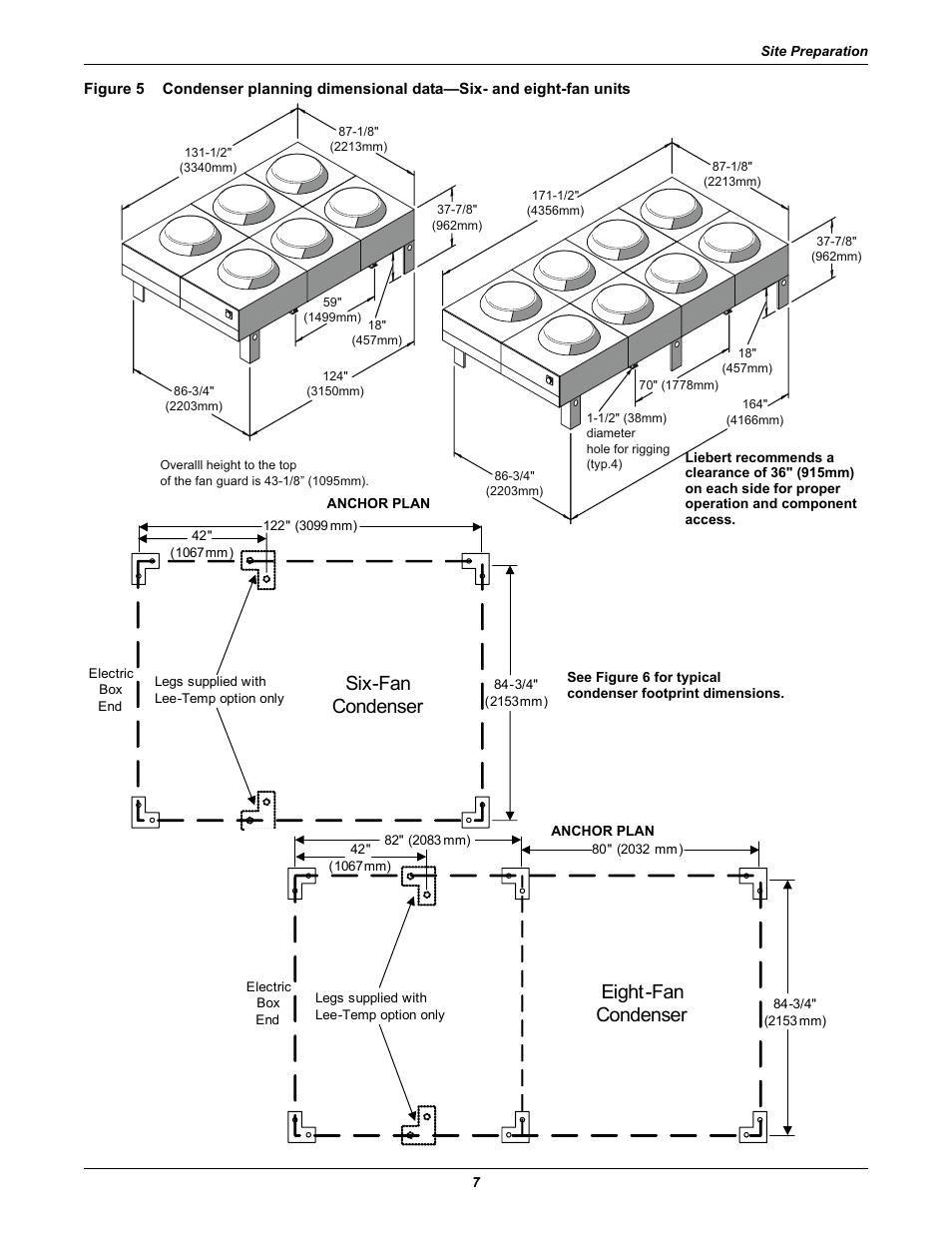 Figure 5, Six-fan condenser, Eight-fan condenser | Liebert Air Cooled User Manual | Page 11 / 44