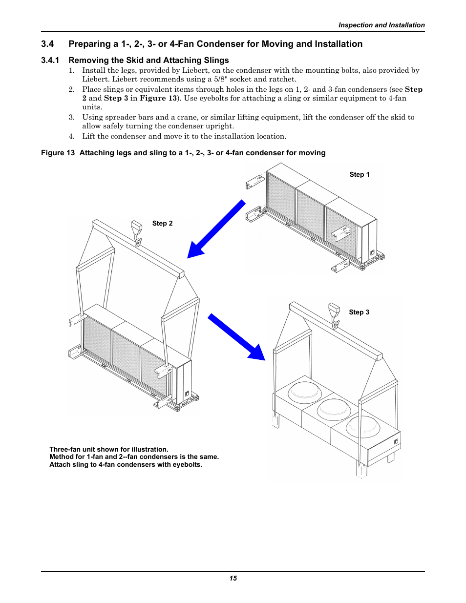 1 removing the skid and attaching slings, Removing the skid and attaching slings | Liebert Air Cooled User Manual | Page 19 / 44