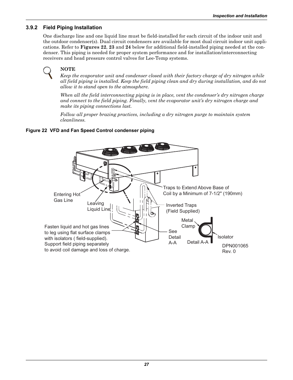 2 field piping installation, Field piping installation | Liebert Air Cooled User Manual | Page 31 / 44