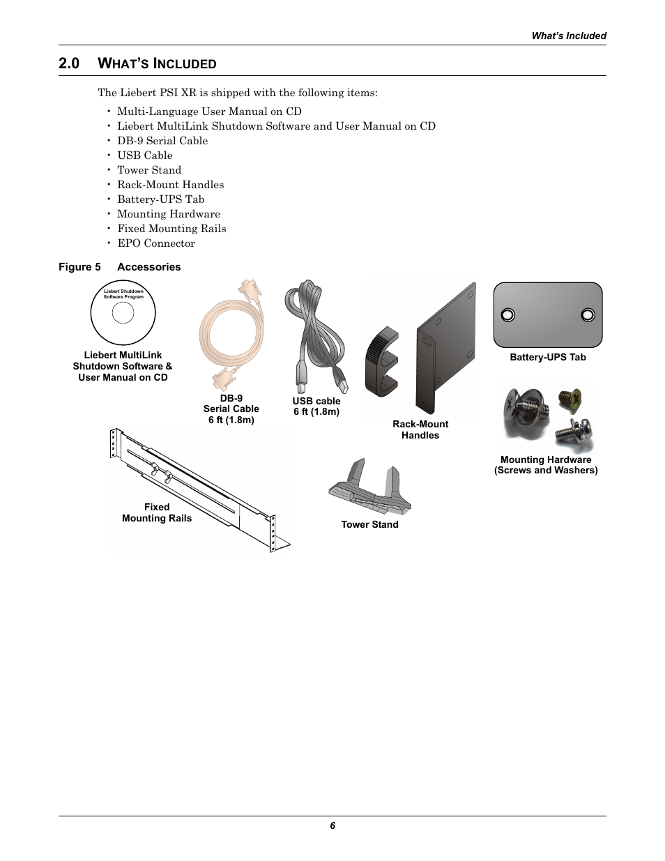 0 what’s included, Figure 5 accessories, Ncluded | Figure 5, Accessories | Liebert UPS Systems PSI XR User Manual | Page 10 / 32