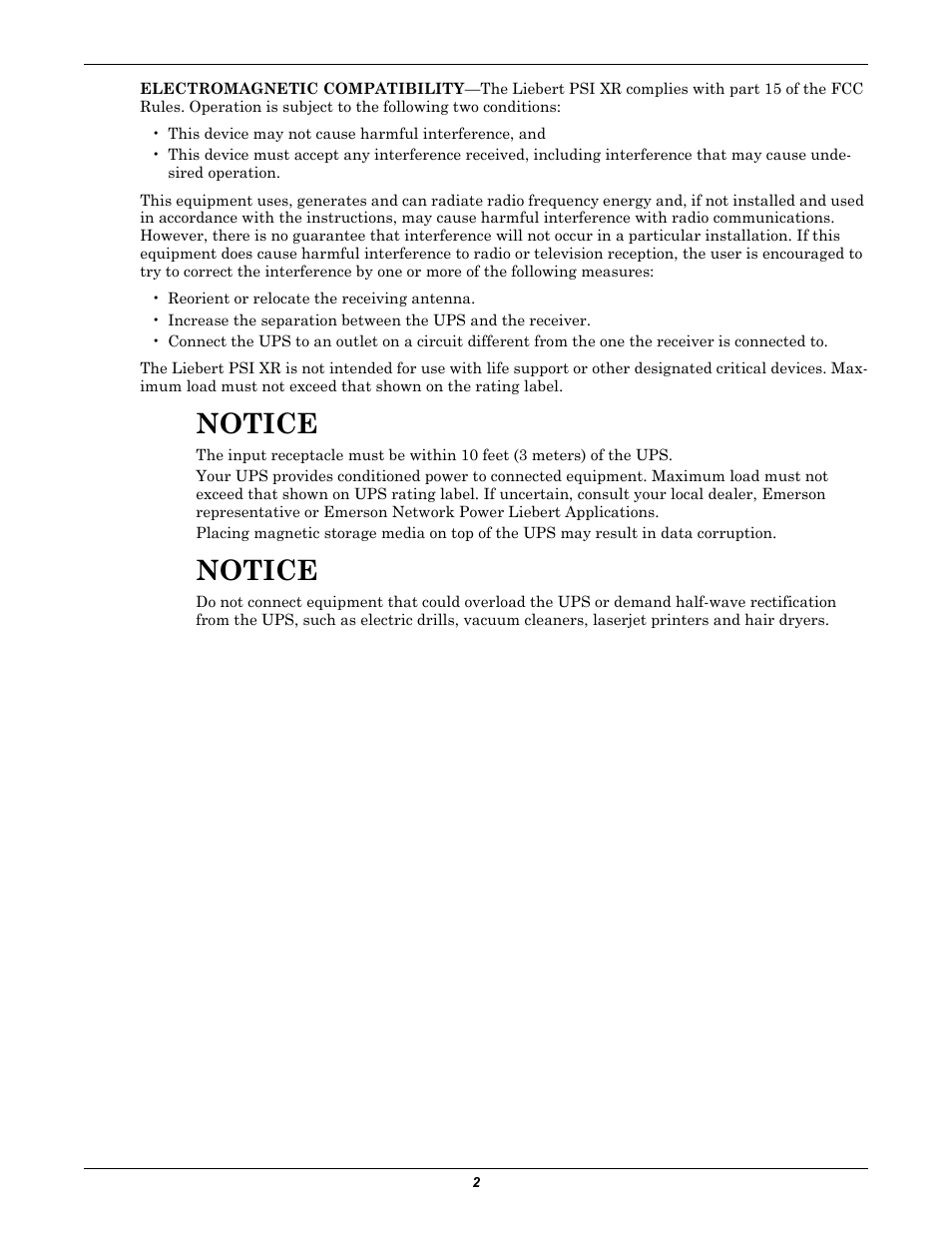 Notice | Liebert UPS Systems PSI XR User Manual | Page 6 / 32