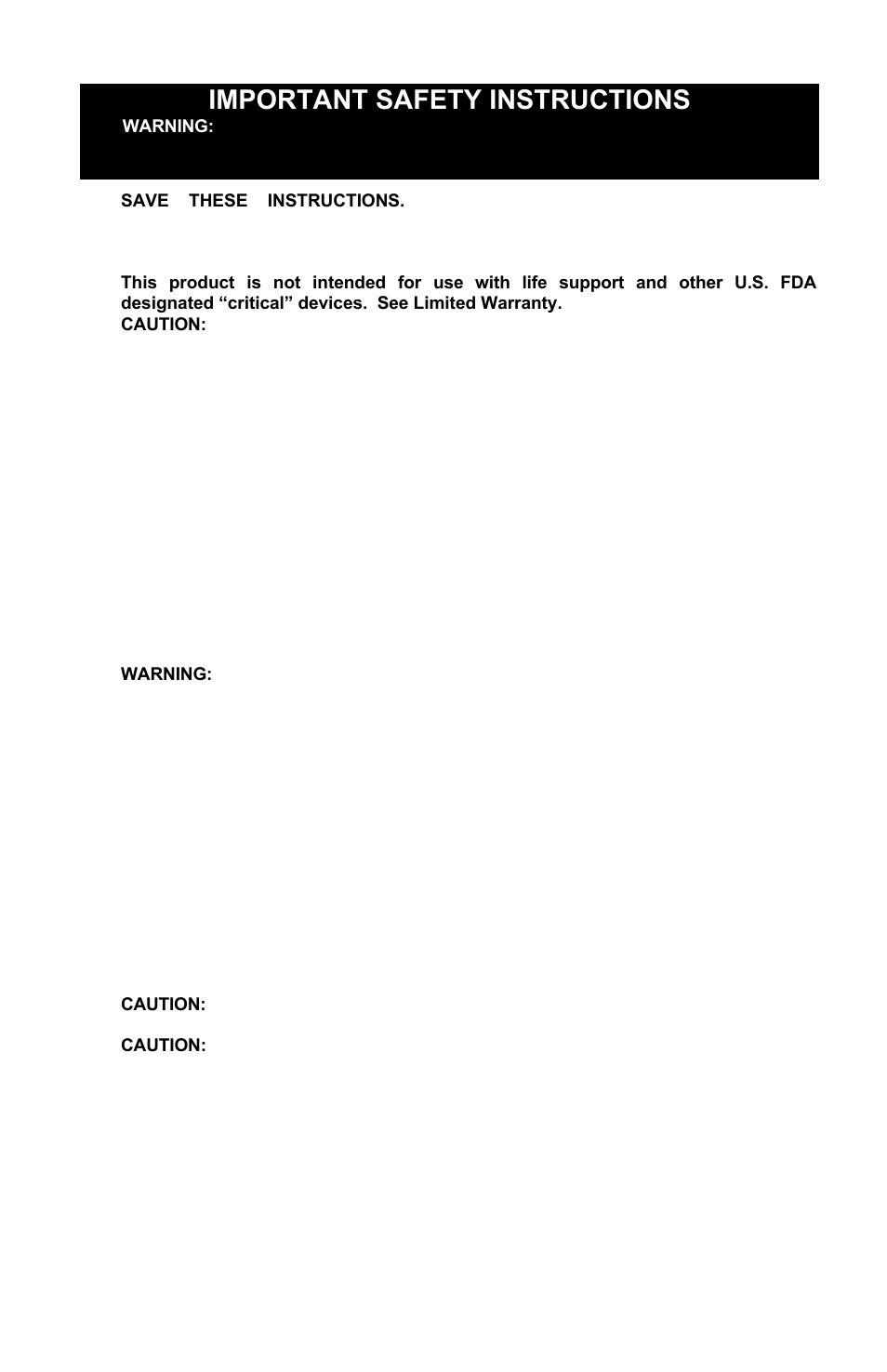Important safety instructions | Liebert Battery Cabinet User Manual | Page 2 / 9