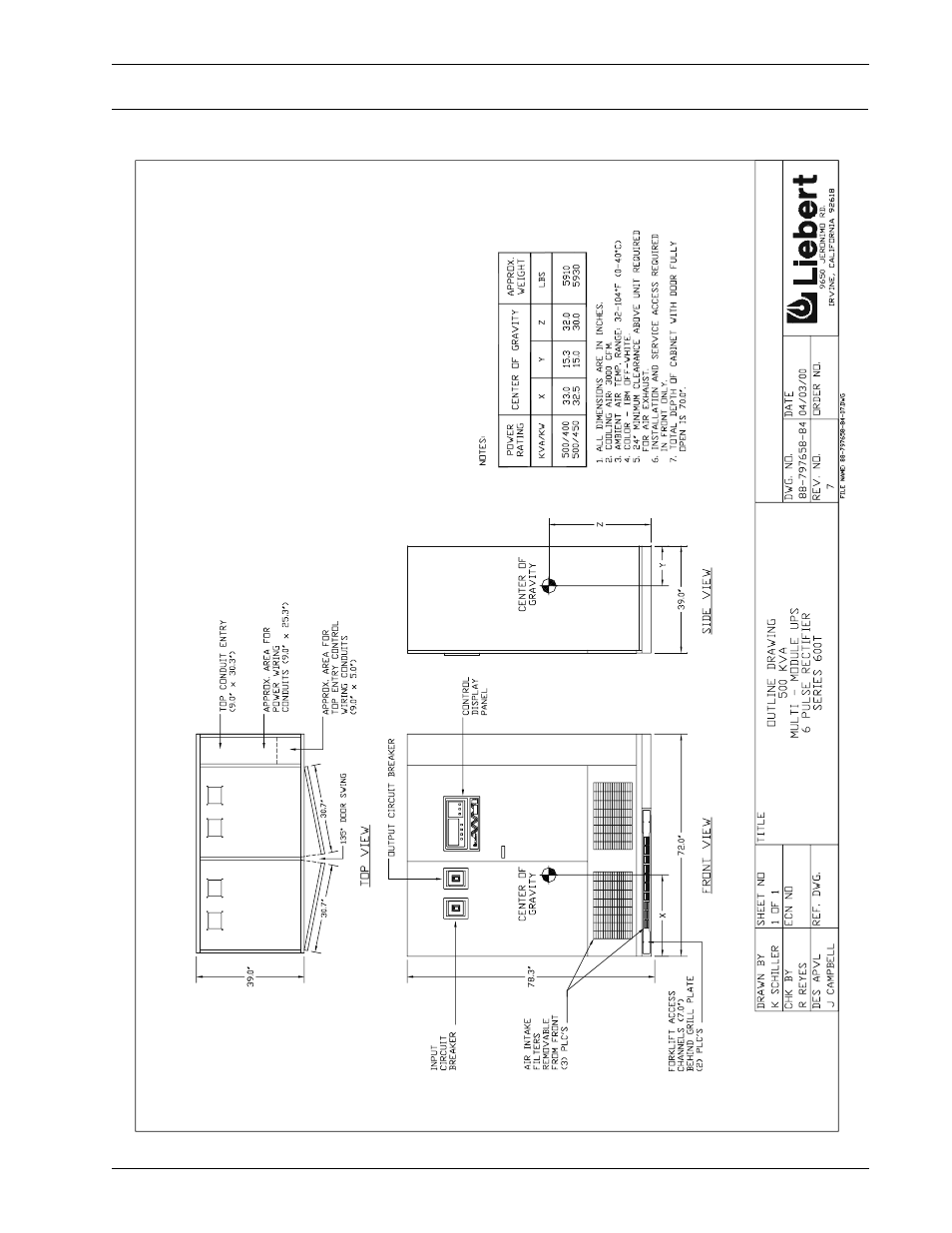 0 installation drawings, Nstallation, Rawings | Figure 8 | Liebert 600TTM User Manual | Page 35 / 91