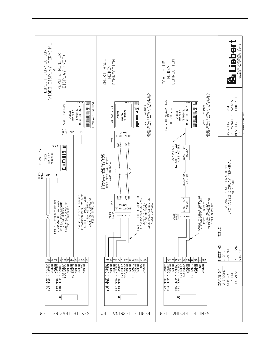 Figure 52, Wiring configurations, ups video display terminal | Liebert 600TTM User Manual | Page 79 / 91