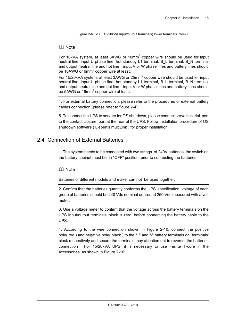 4 connection of external batteries | Liebert GXT2 - 3X1 User Manual | Page 15 / 42