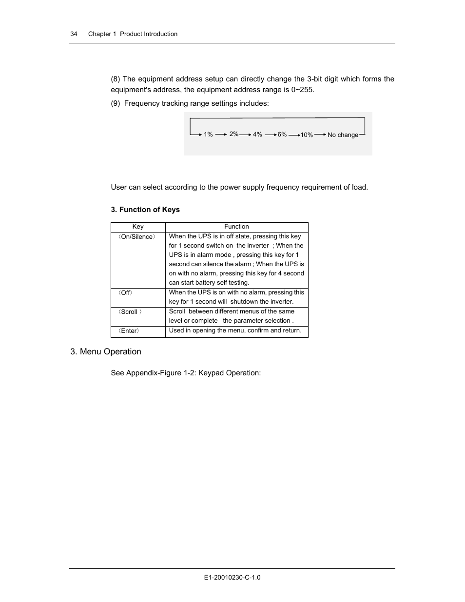 Menu operation | Liebert GXT2 - 3X1 User Manual | Page 34 / 42