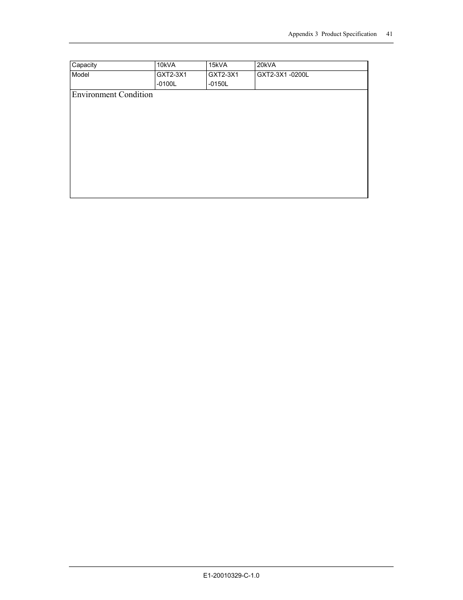 Environment condition | Liebert GXT2 - 3X1 User Manual | Page 41 / 42