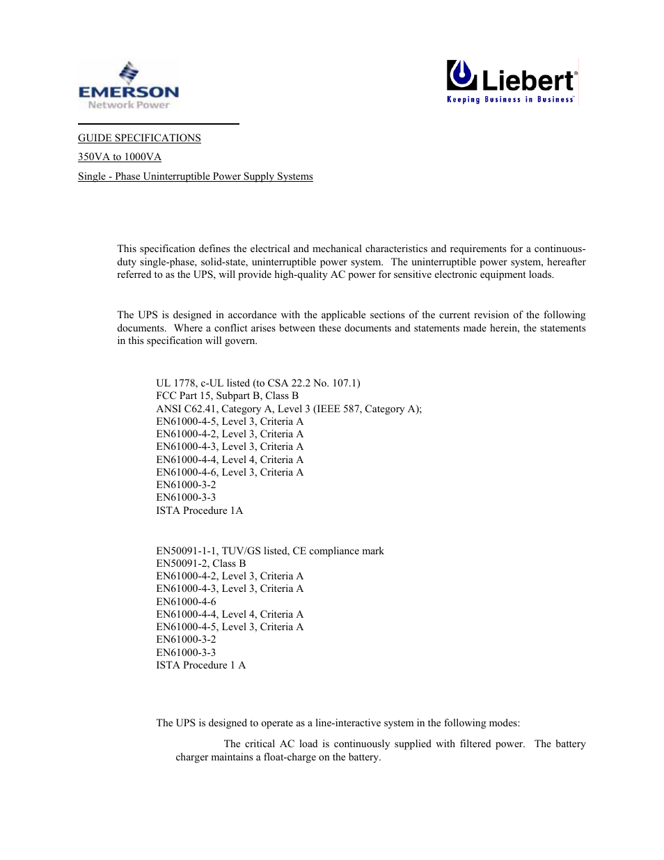 Liebert PowerSure PSA 350VA to 1000VA User Manual | 8 pages