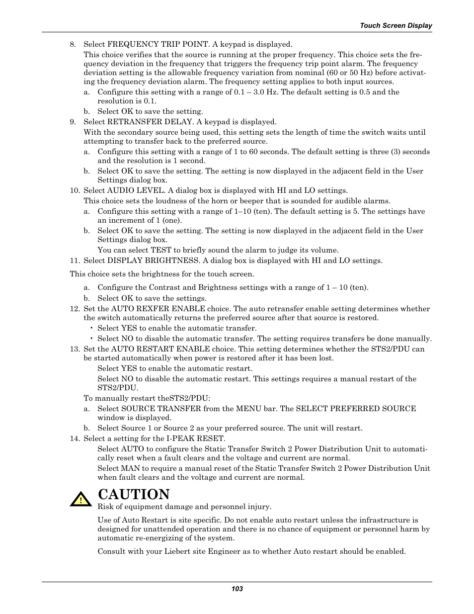Caution | Liebert STS2 User Manual | Page 111 / 156