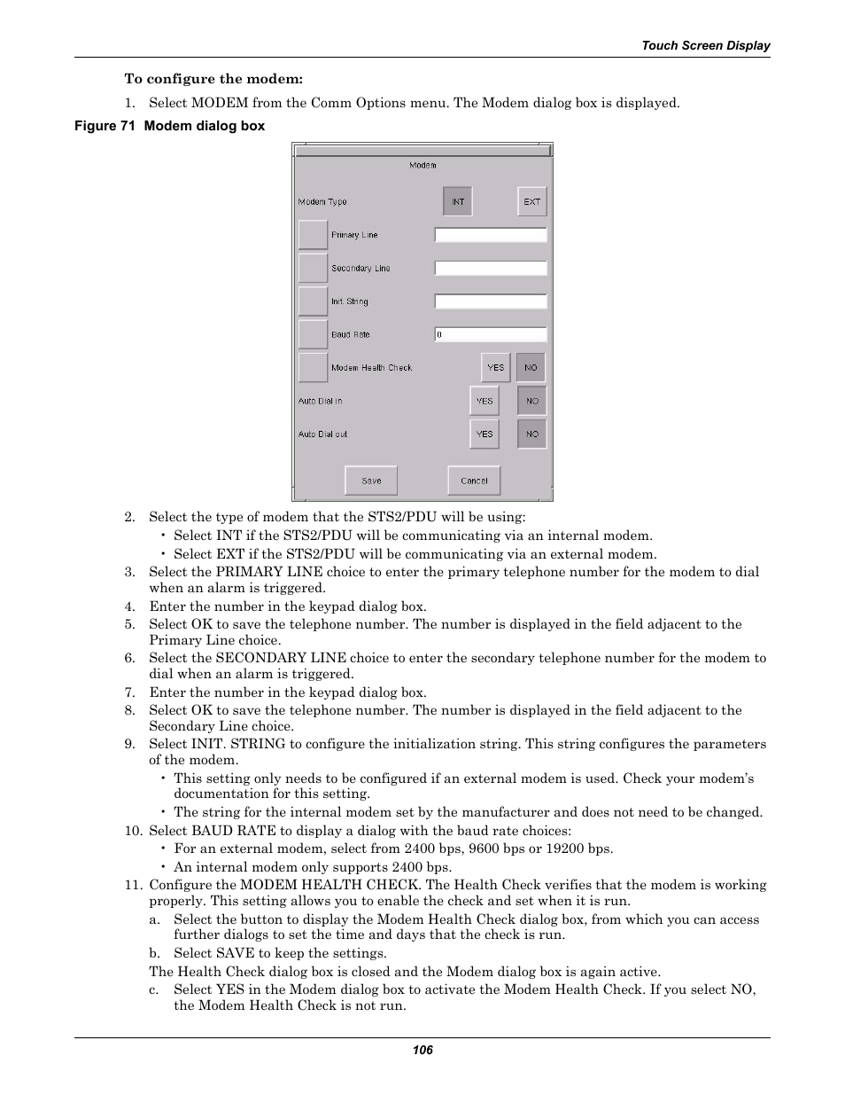 Figure 71 modem dialog box | Liebert STS2 User Manual | Page 114 / 156