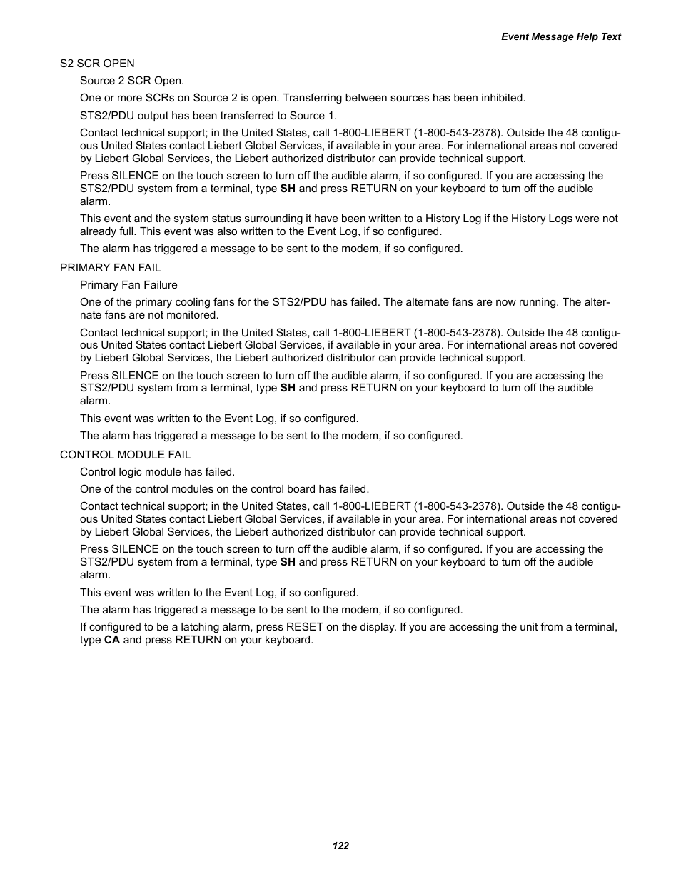 Liebert STS2 User Manual | Page 130 / 156