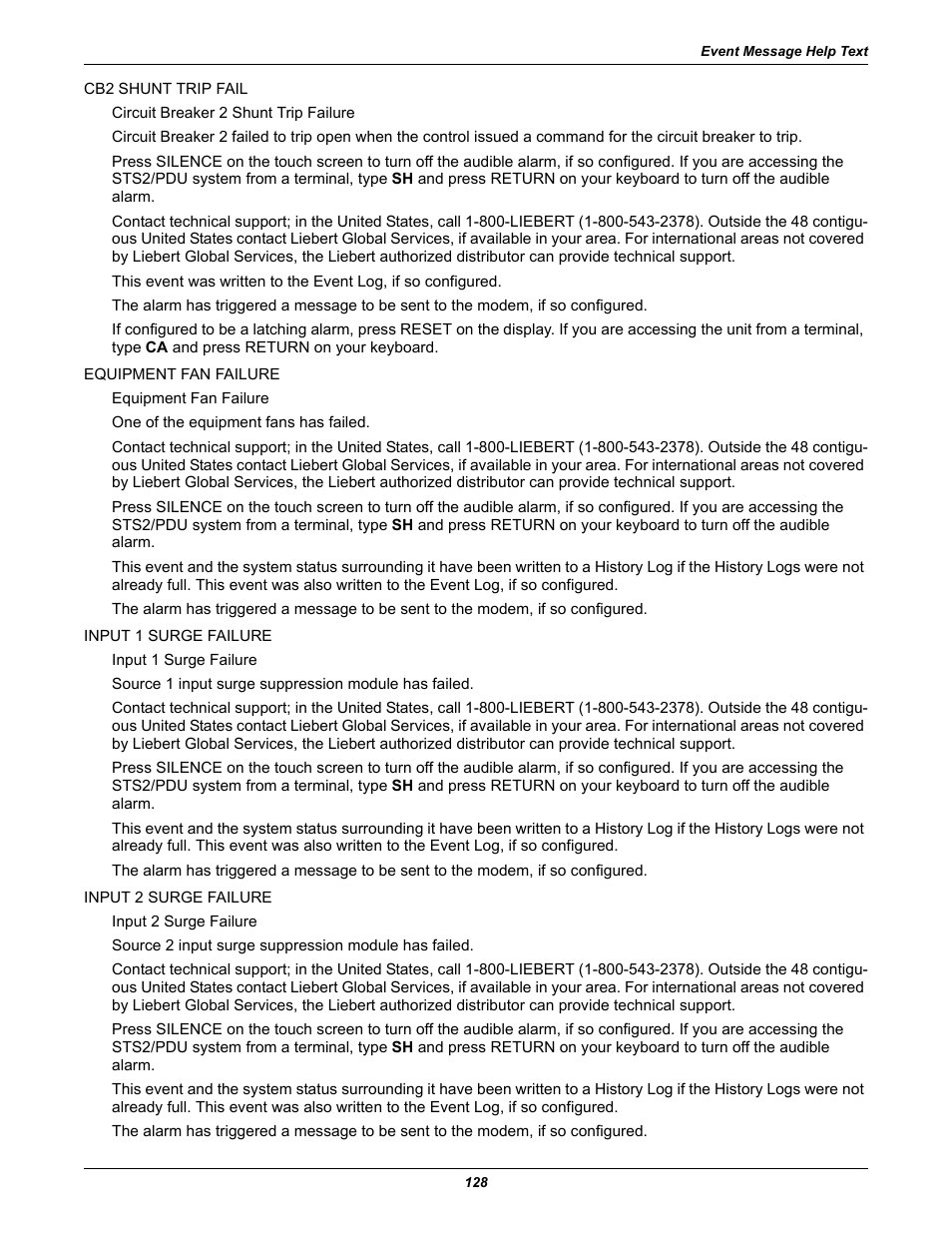 Liebert STS2 User Manual | Page 136 / 156