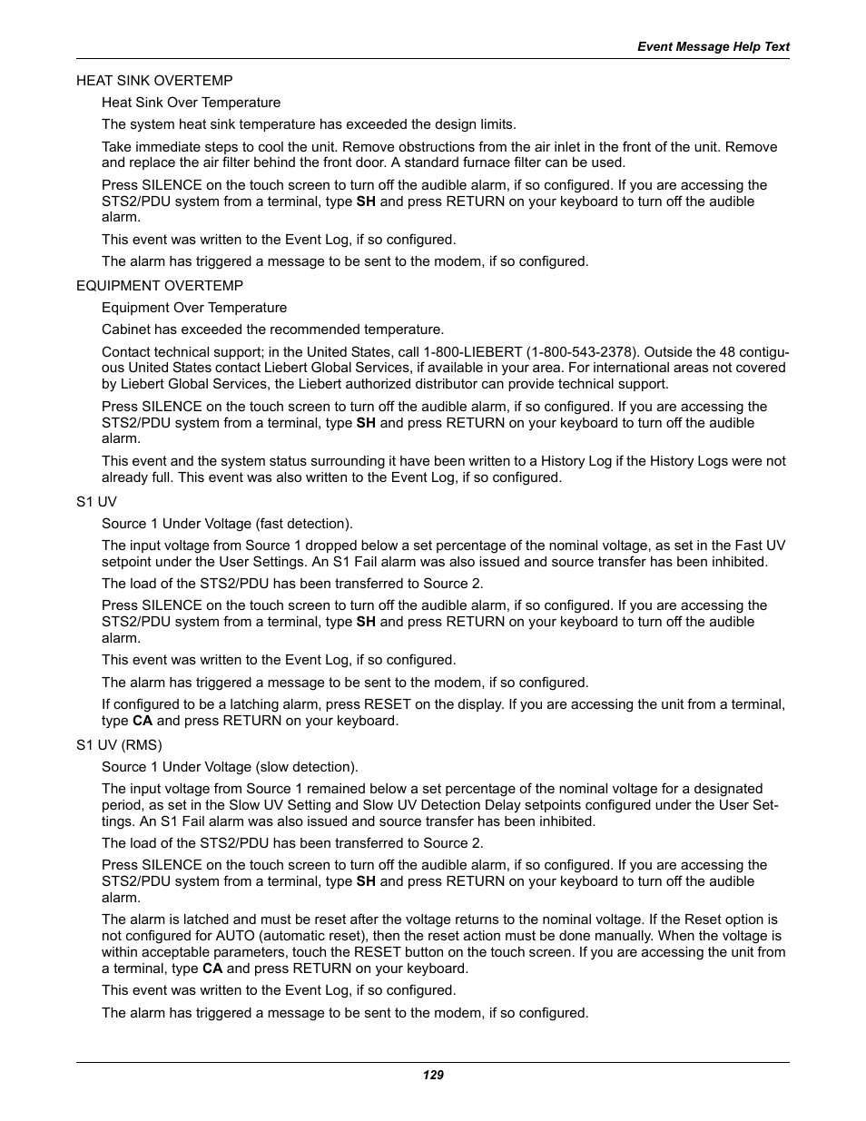 Liebert STS2 User Manual | Page 137 / 156