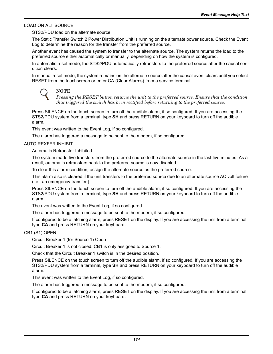 Liebert STS2 User Manual | Page 142 / 156