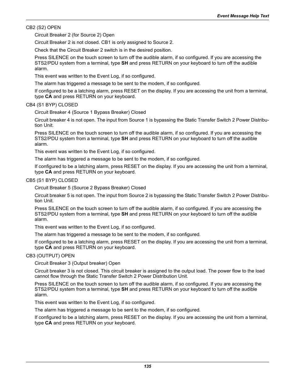 Liebert STS2 User Manual | Page 143 / 156